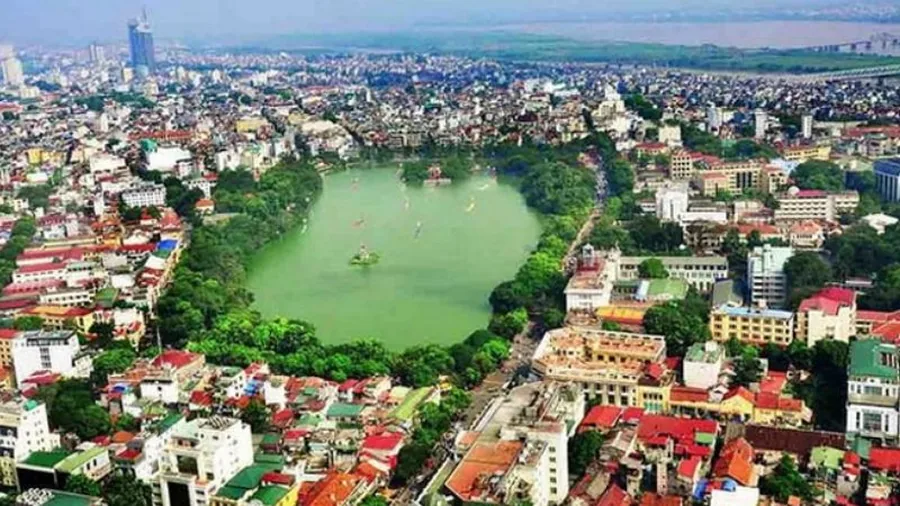 Hoan Kiem Lake Aerial View Hanoi — Hanoi